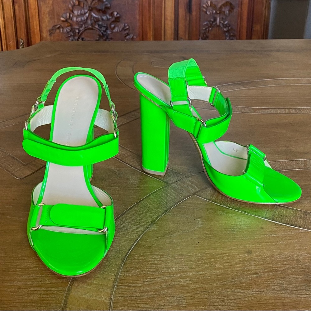 NWOT Christopher Kane neon velcro straps sandals